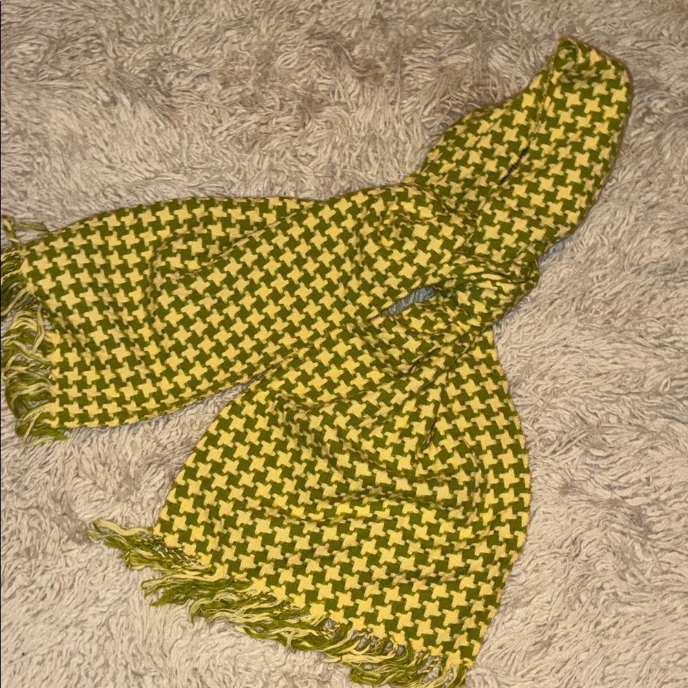 Green and Yellow Houndstooth Scarf